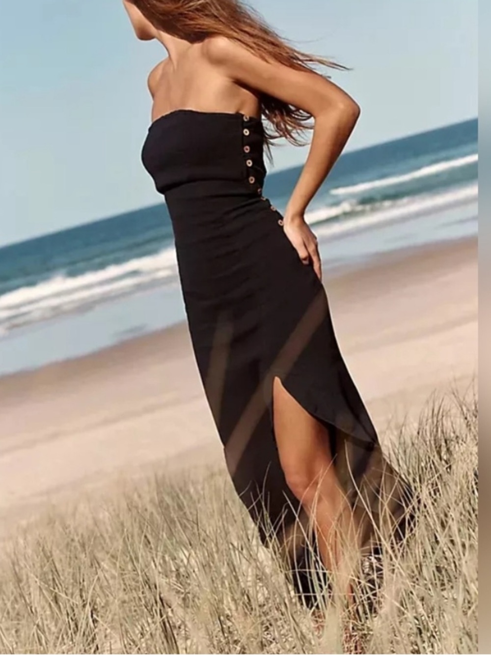 FREE PEOPLE Made Me Blush Midi Dress in Black